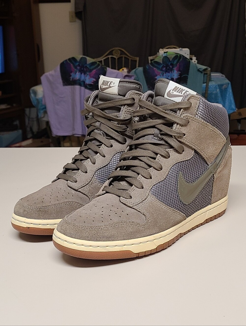Nike Dunk Sky Hi Tarp Green Gum wedge skateboard sneakers size 10